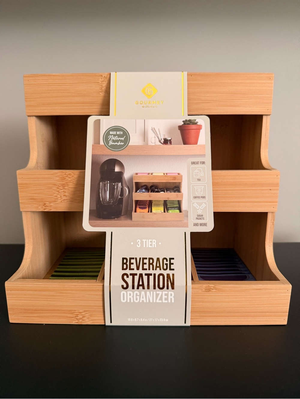 Gourmet Basics 3-Tier Bamboo Beverage Station Organizer